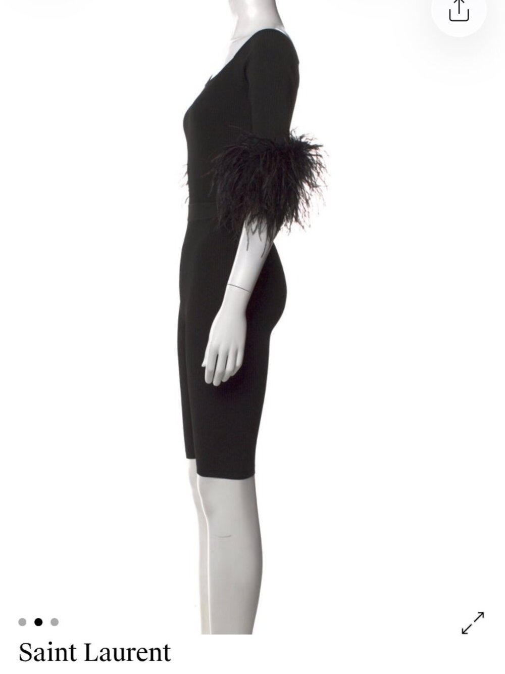 Saint Laurent Cashmere Jumpsuit with Ostrich Feathers  Size-Small - Picture 2 of 7